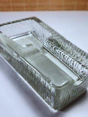 Vintage Heavy Glass Cigar Ashtray MCM Pebbled Textured Blenko Style 3.5 lbs